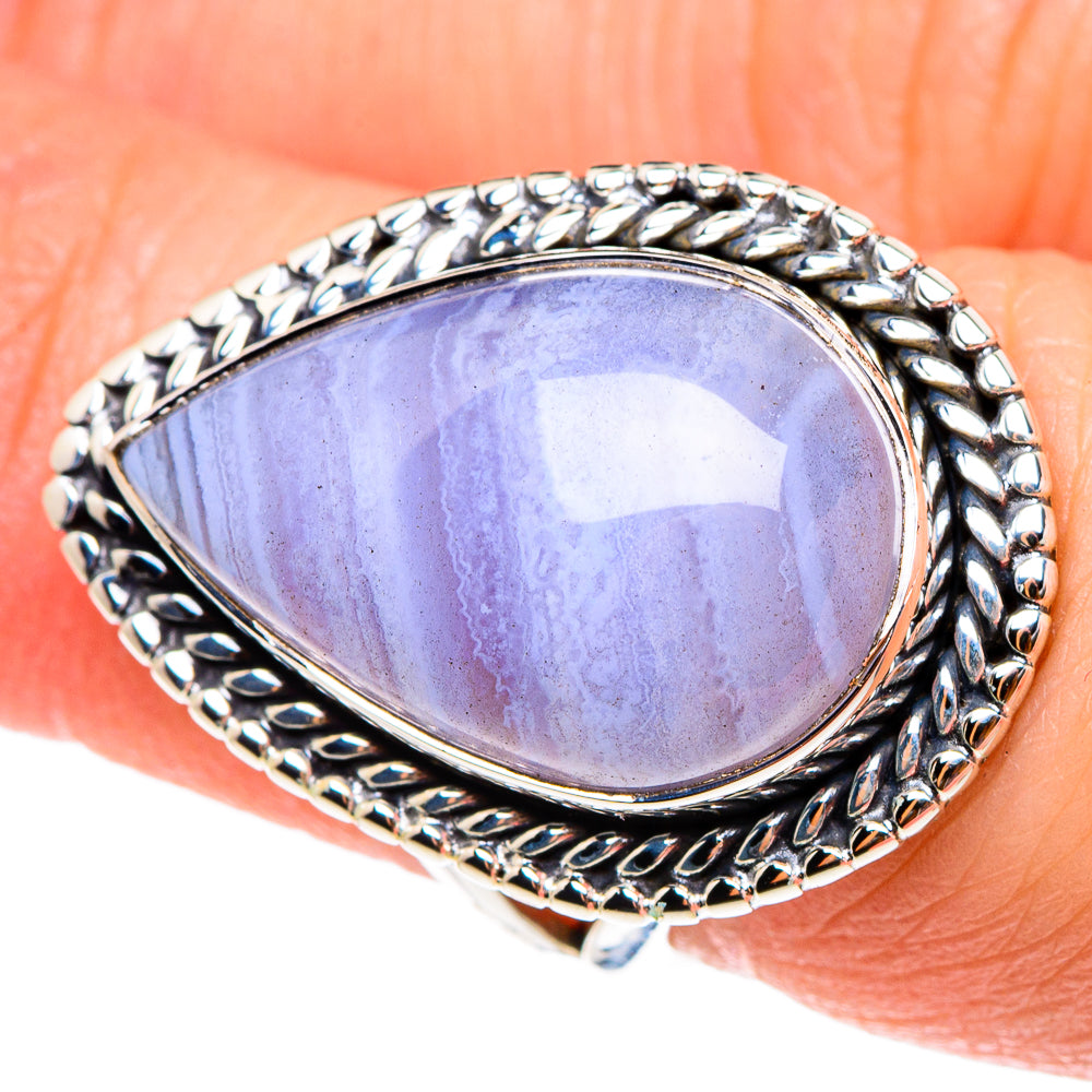 Blue Lace Agate Rings handcrafted by Ana Silver Co - RING94270
