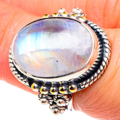 Rainbow Moonstone Rings handcrafted by Ana Silver Co - RING94273