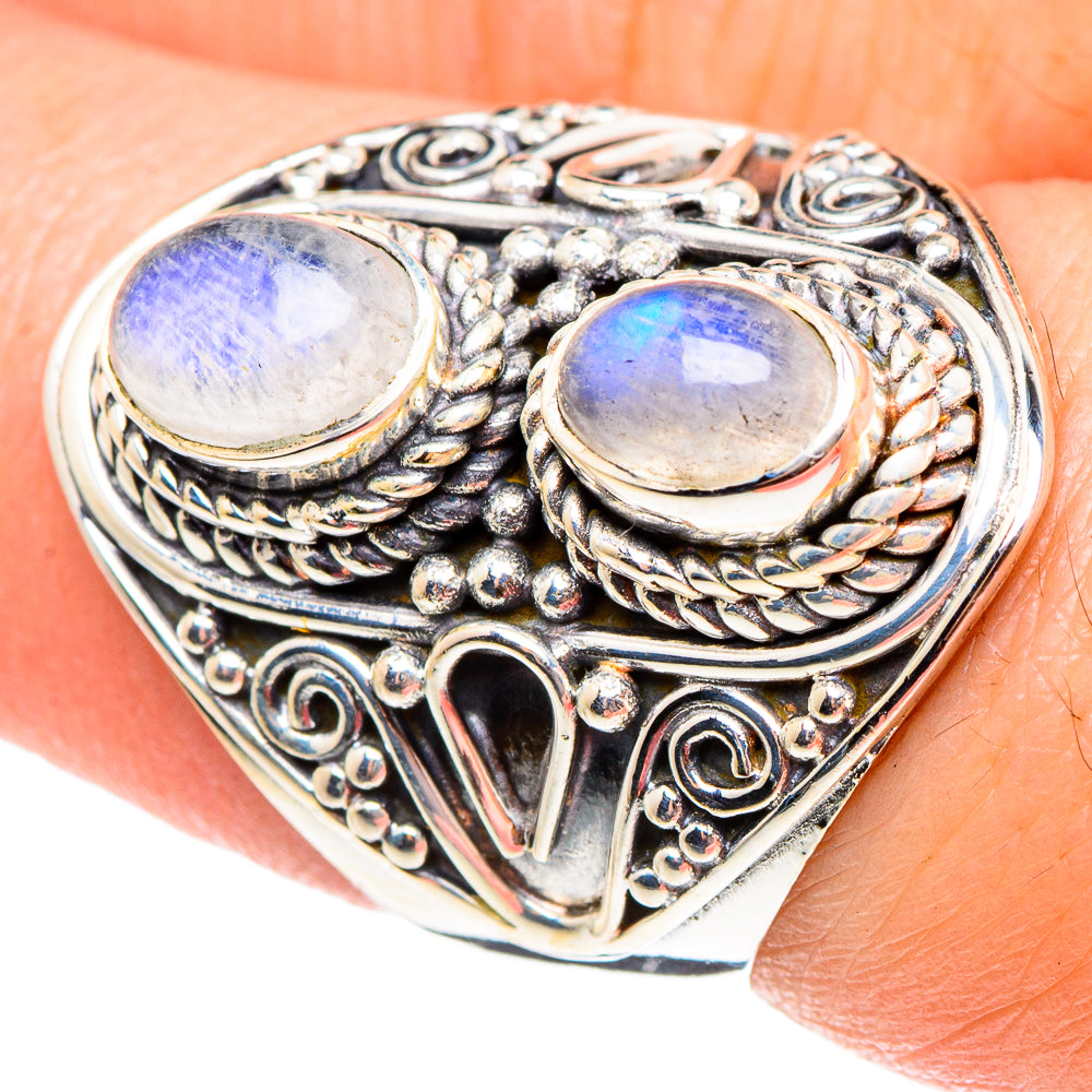 Rainbow Moonstone Rings handcrafted by Ana Silver Co - RING94296