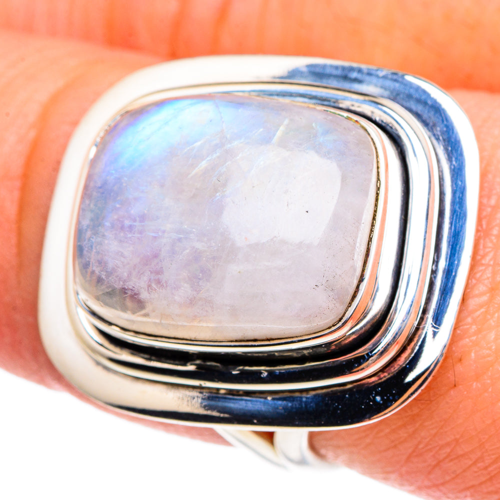 Rainbow Moonstone Rings handcrafted by Ana Silver Co - RING94298