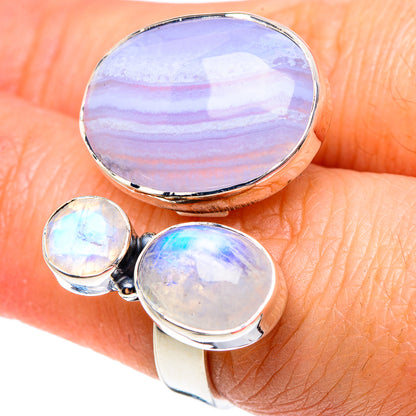 Blue Lace Agate Rings handcrafted by Ana Silver Co - RING94326