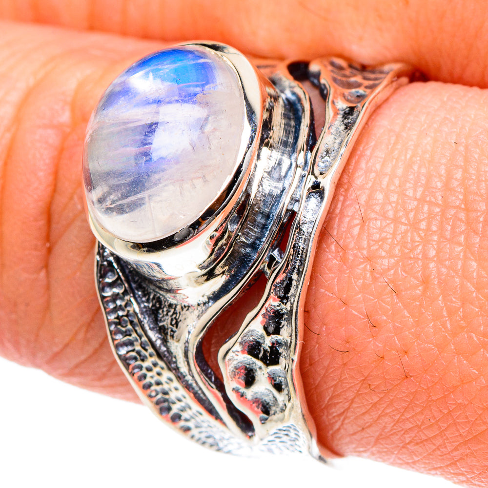 Rainbow Moonstone Rings handcrafted by Ana Silver Co - RING94327