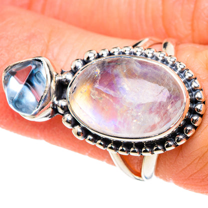 Rainbow Moonstone Rings handcrafted by Ana Silver Co - RING94350