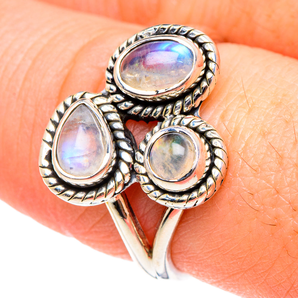 Rainbow Moonstone Rings handcrafted by Ana Silver Co - RING94352