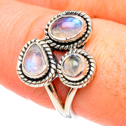 Rainbow Moonstone Rings handcrafted by Ana Silver Co - RING94352