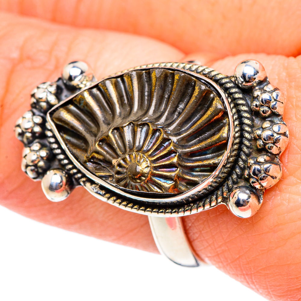 Pyrite Fossil Rings handcrafted by Ana Silver Co - RING94369