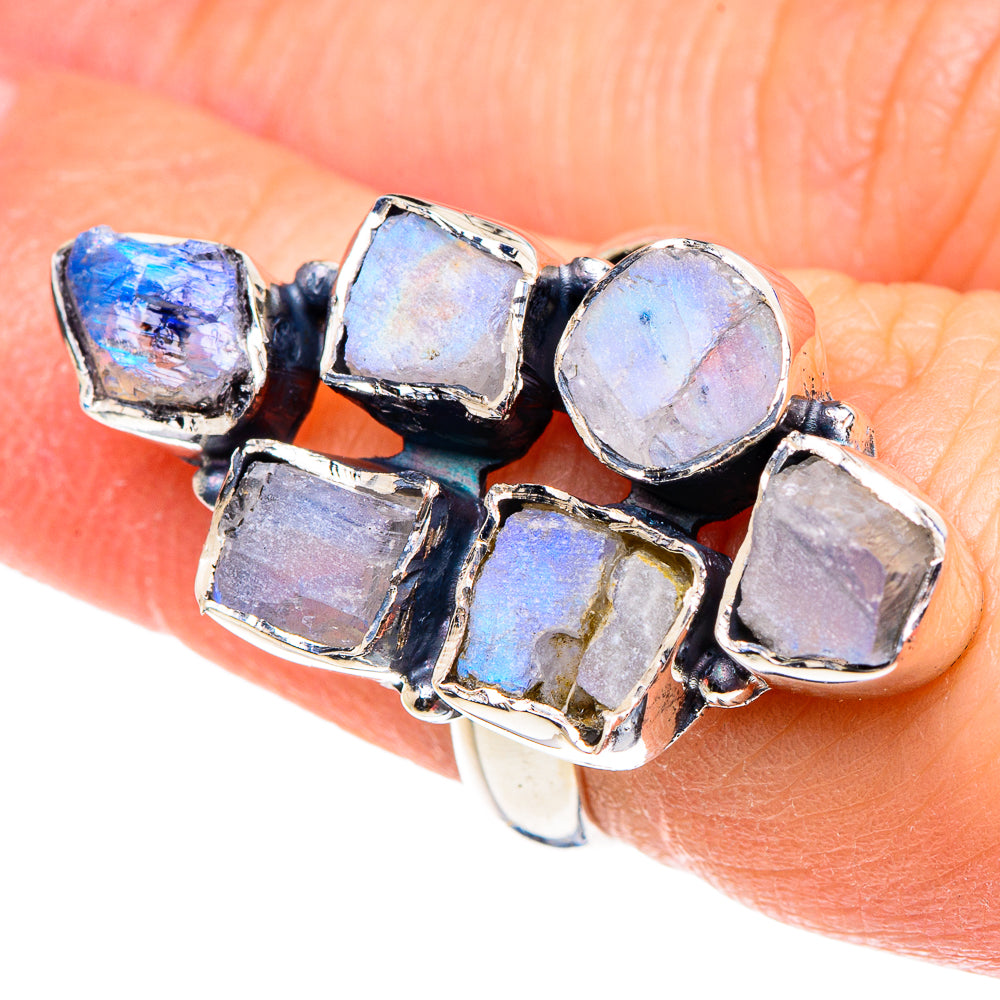Rainbow Moonstone Rings handcrafted by Ana Silver Co - RING94372