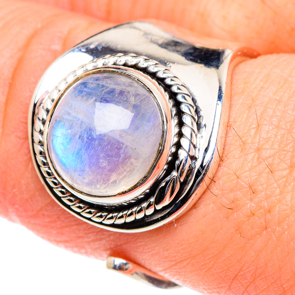 Rainbow Moonstone Rings handcrafted by Ana Silver Co - RING94388