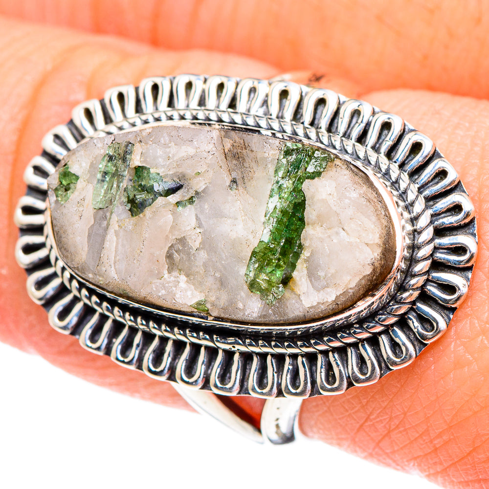 Green Tourmaline in Quartz Rings handcrafted by Ana Silver Co - RING94395