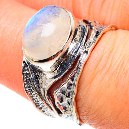 Rainbow Moonstone Rings handcrafted by Ana Silver Co - RING94400