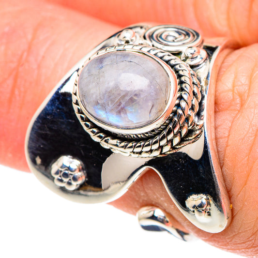 Rainbow Moonstone Rings handcrafted by Ana Silver Co - RING94402