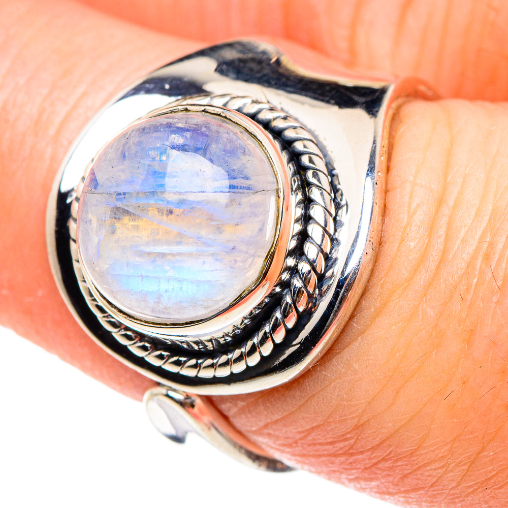 Rainbow Moonstone Rings handcrafted by Ana Silver Co - RING94411