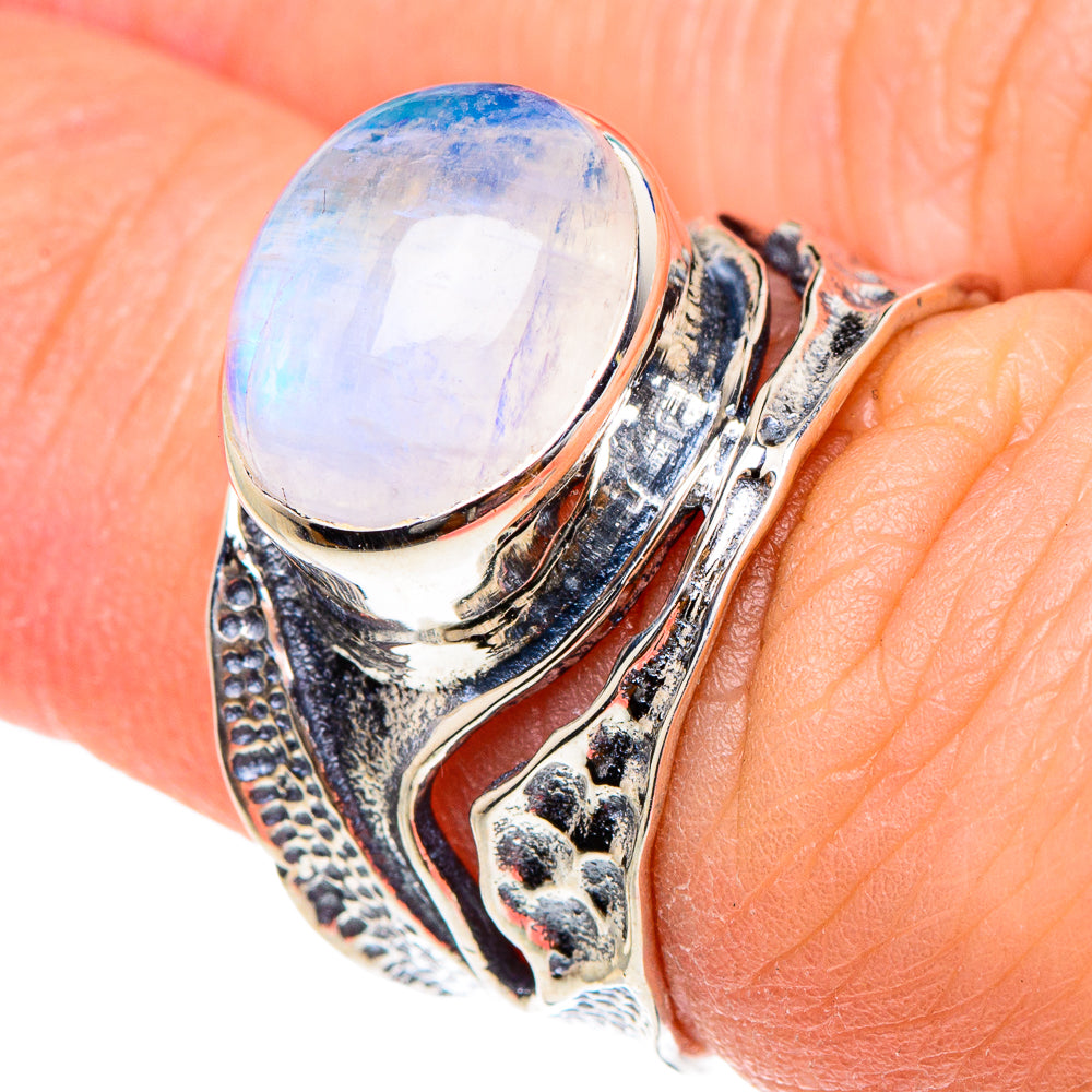 Rainbow Moonstone Rings handcrafted by Ana Silver Co - RING94412