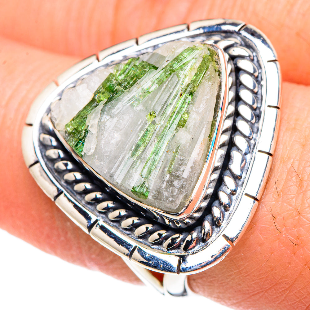 Green Tourmaline in Quartz Rings handcrafted by Ana Silver Co - RING94427