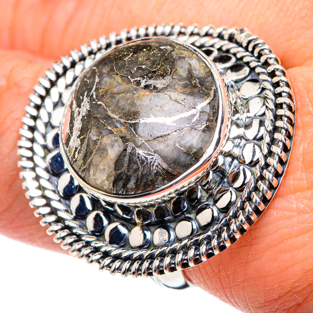 Pyrite Agate Rings handcrafted by Ana Silver Co - RING94445