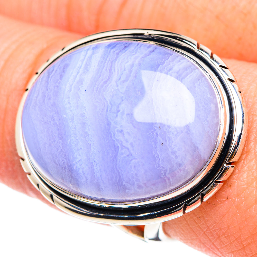 Blue Lace Agate Rings handcrafted by Ana Silver Co - RING94451