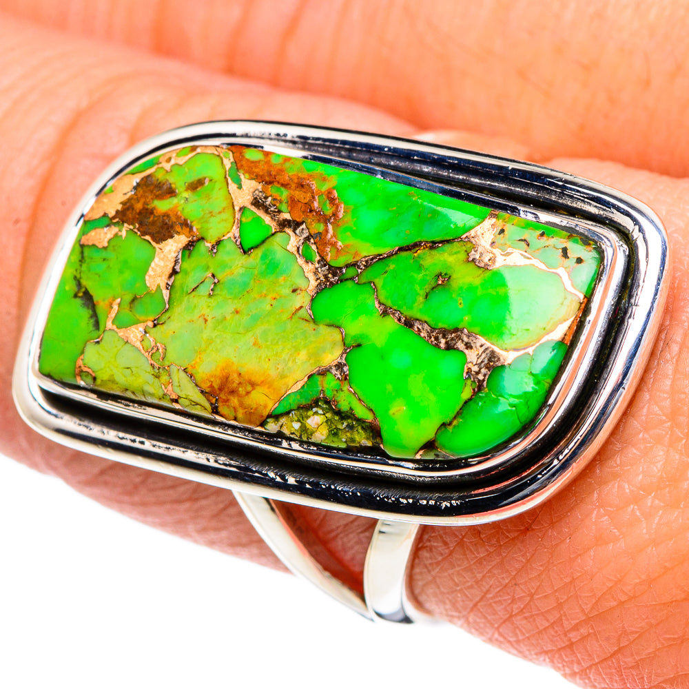 Green Copper Composite Turquoise Rings handcrafted by Ana Silver Co - RING94465