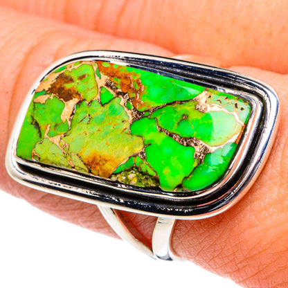 Green Copper Composite Turquoise Rings handcrafted by Ana Silver Co - RING94465