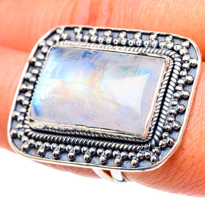 Rainbow Moonstone Rings handcrafted by Ana Silver Co - RING94494