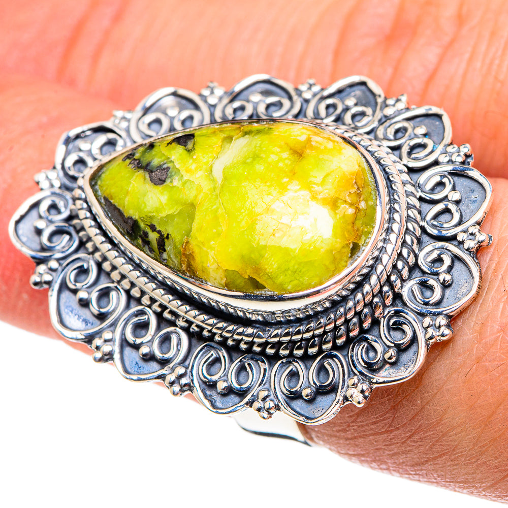 African Green Opal Rings handcrafted by Ana Silver Co - RING94497