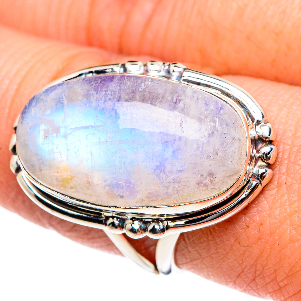 Rainbow Moonstone Rings handcrafted by Ana Silver Co - RING94532