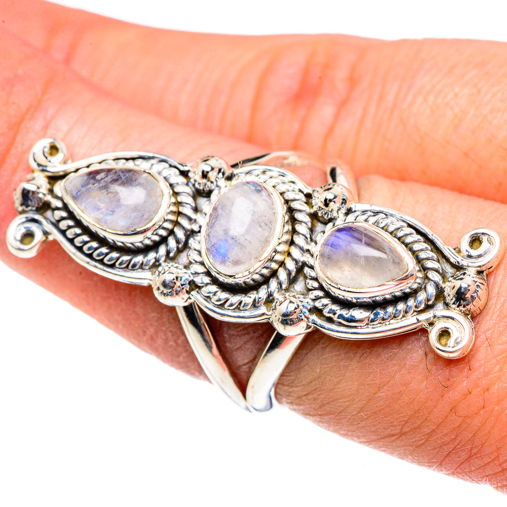 Rainbow Moonstone Rings handcrafted by Ana Silver Co - RING94533