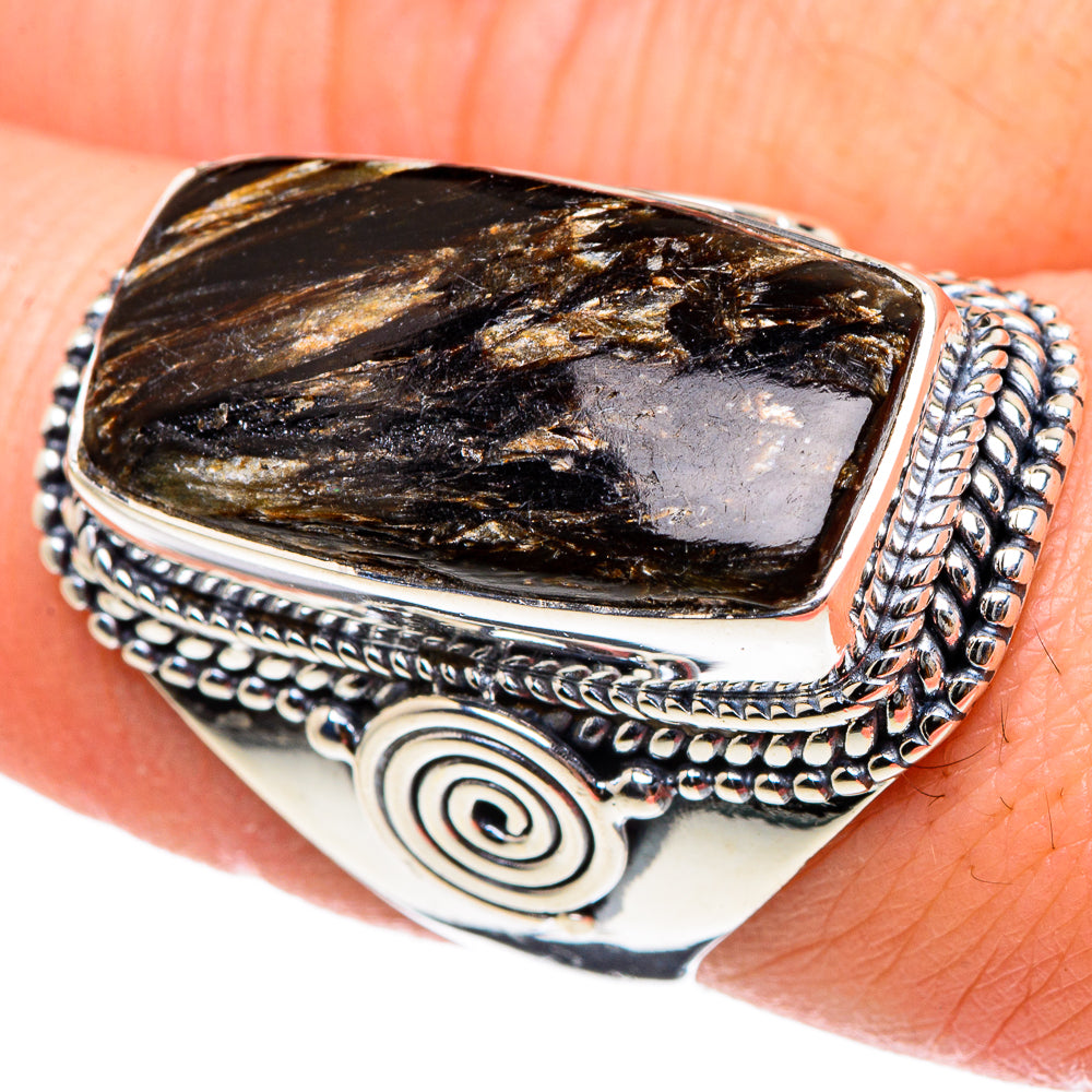 Golden Seraphinite Rings handcrafted by Ana Silver Co - RING94549
