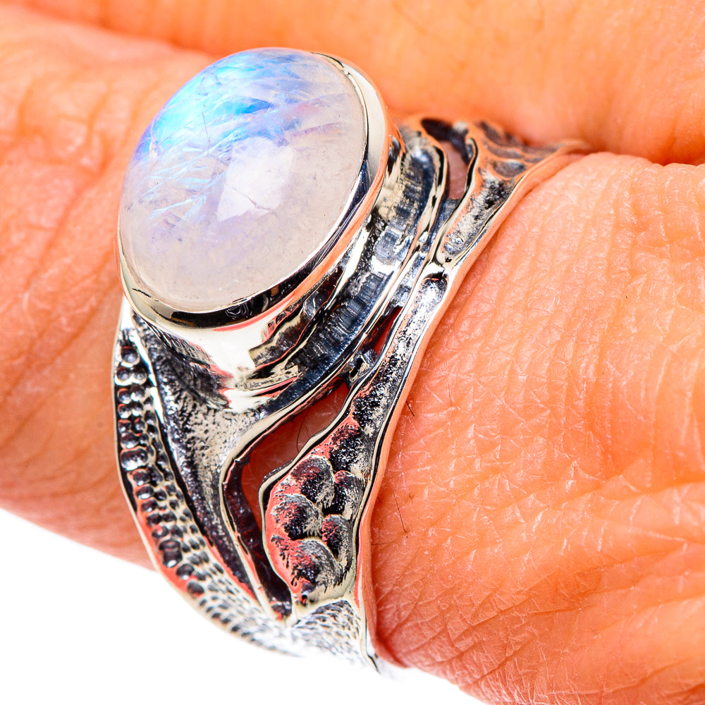 Rainbow Moonstone Rings handcrafted by Ana Silver Co - RING94572