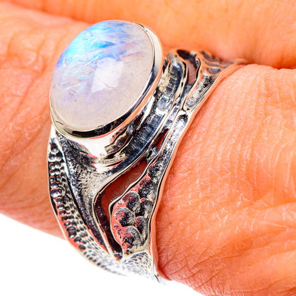 Rainbow Moonstone Rings handcrafted by Ana Silver Co - RING94572