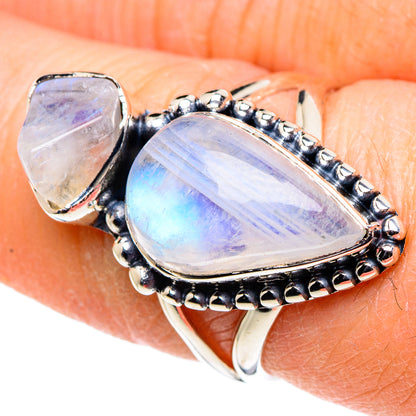Rainbow Moonstone Rings handcrafted by Ana Silver Co - RING94619