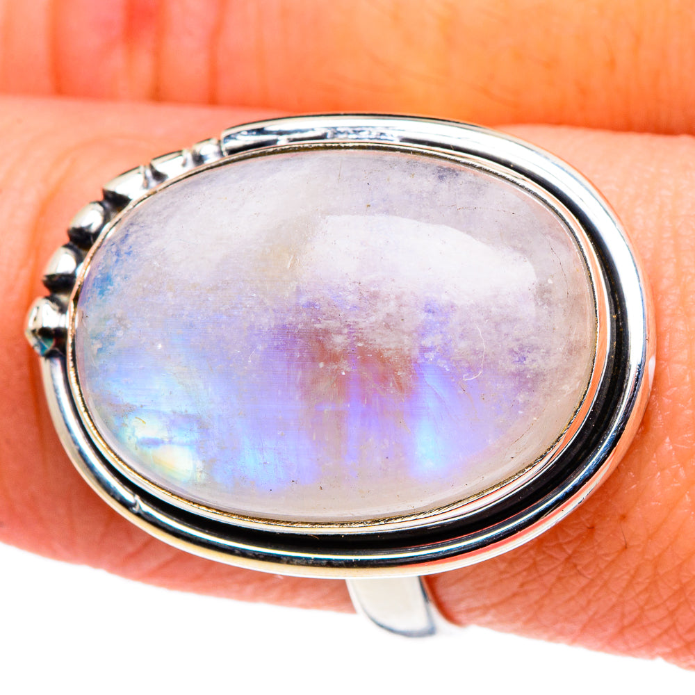 Rainbow Moonstone Rings handcrafted by Ana Silver Co - RING94620