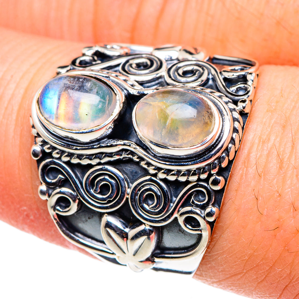 Rainbow Moonstone Rings handcrafted by Ana Silver Co - RING94640