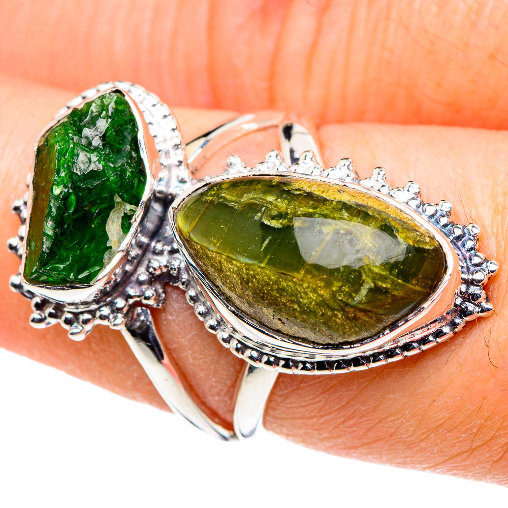 African Green Opal Rings handcrafted by Ana Silver Co - RING94652