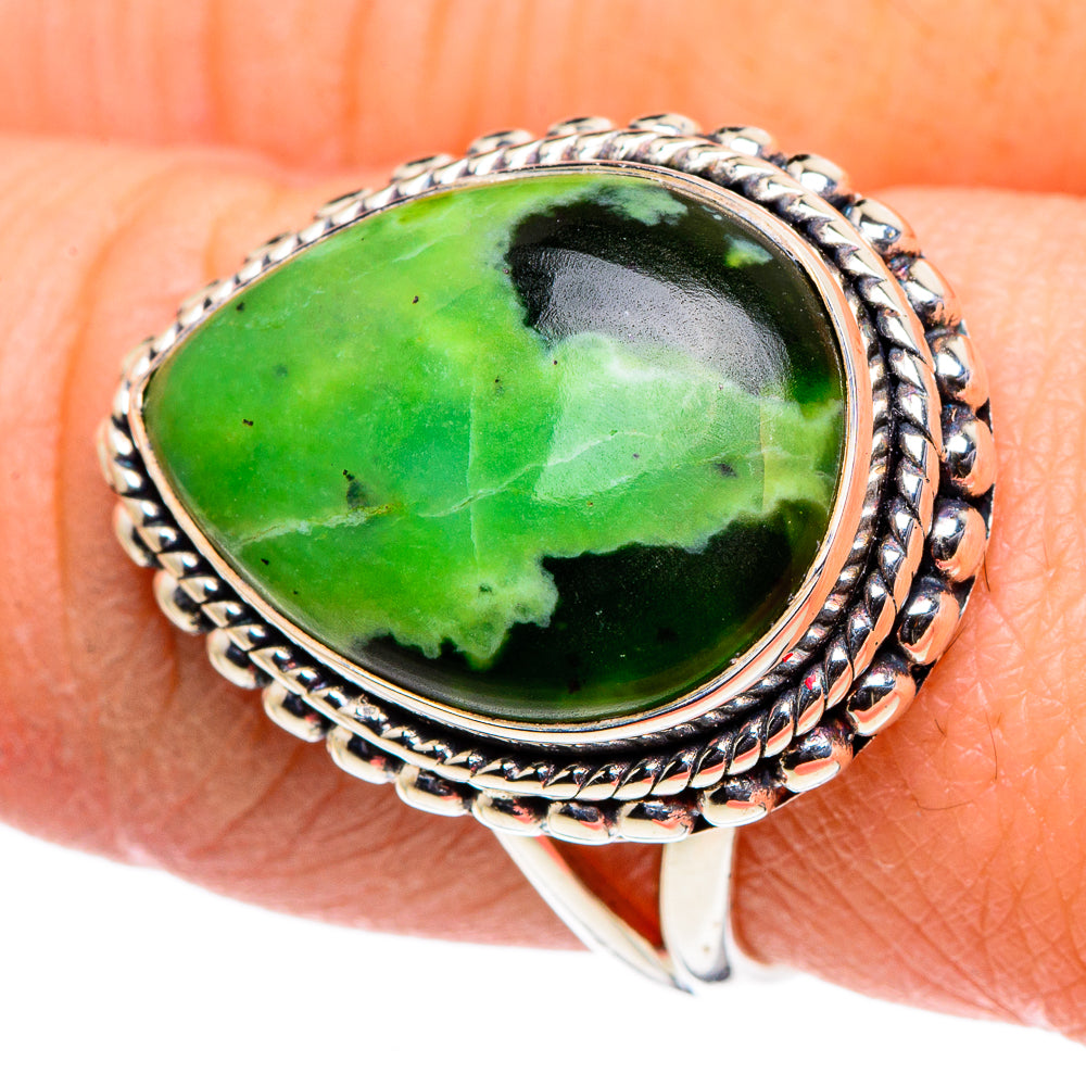 Australian Green Opal Rings handcrafted by Ana Silver Co - RING94683