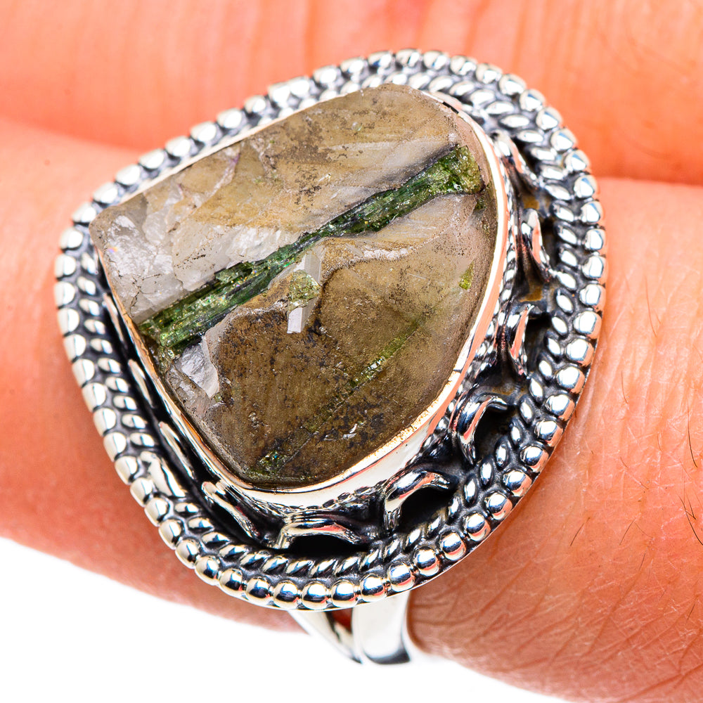 Green Tourmaline In Quartz Rings handcrafted by Ana Silver Co - RING94685