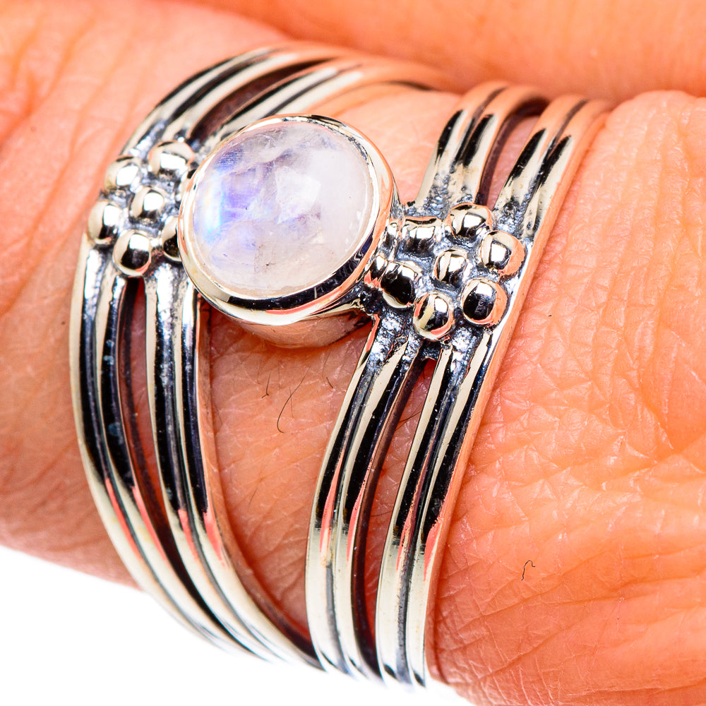 Rainbow Moonstone Rings handcrafted by Ana Silver Co - RING94694