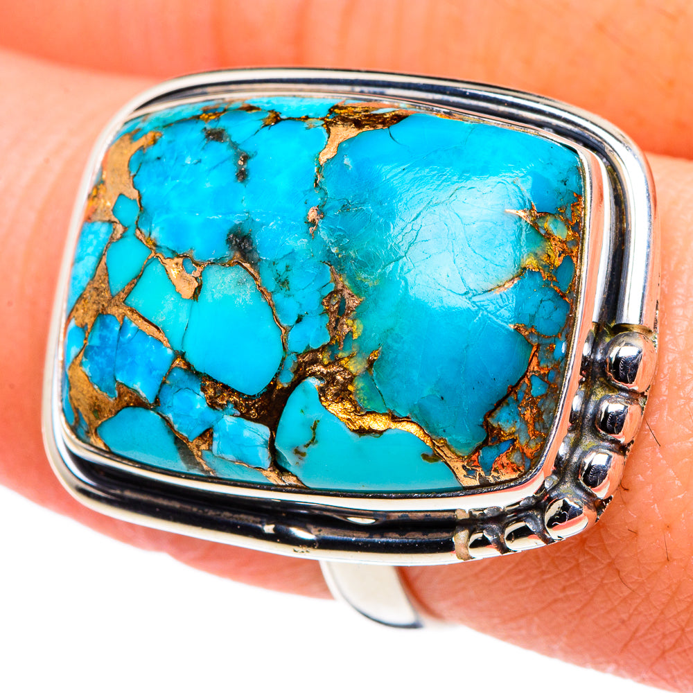 Blue Copper Composite Turquoise Rings handcrafted by Ana Silver Co - RING94701