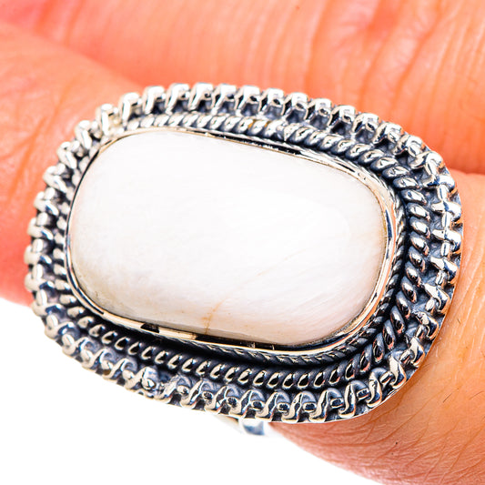 White Scolecite Rings handcrafted by Ana Silver Co - RING94752