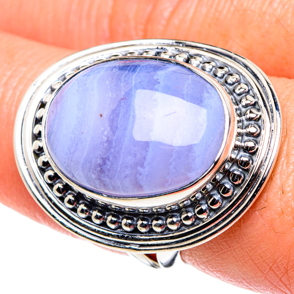 Blue Lace Agate Rings handcrafted by Ana Silver Co - RING94754