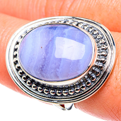 Blue Lace Agate Rings handcrafted by Ana Silver Co - RING94754