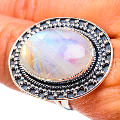 Rainbow Moonstone Rings handcrafted by Ana Silver Co - RING94755