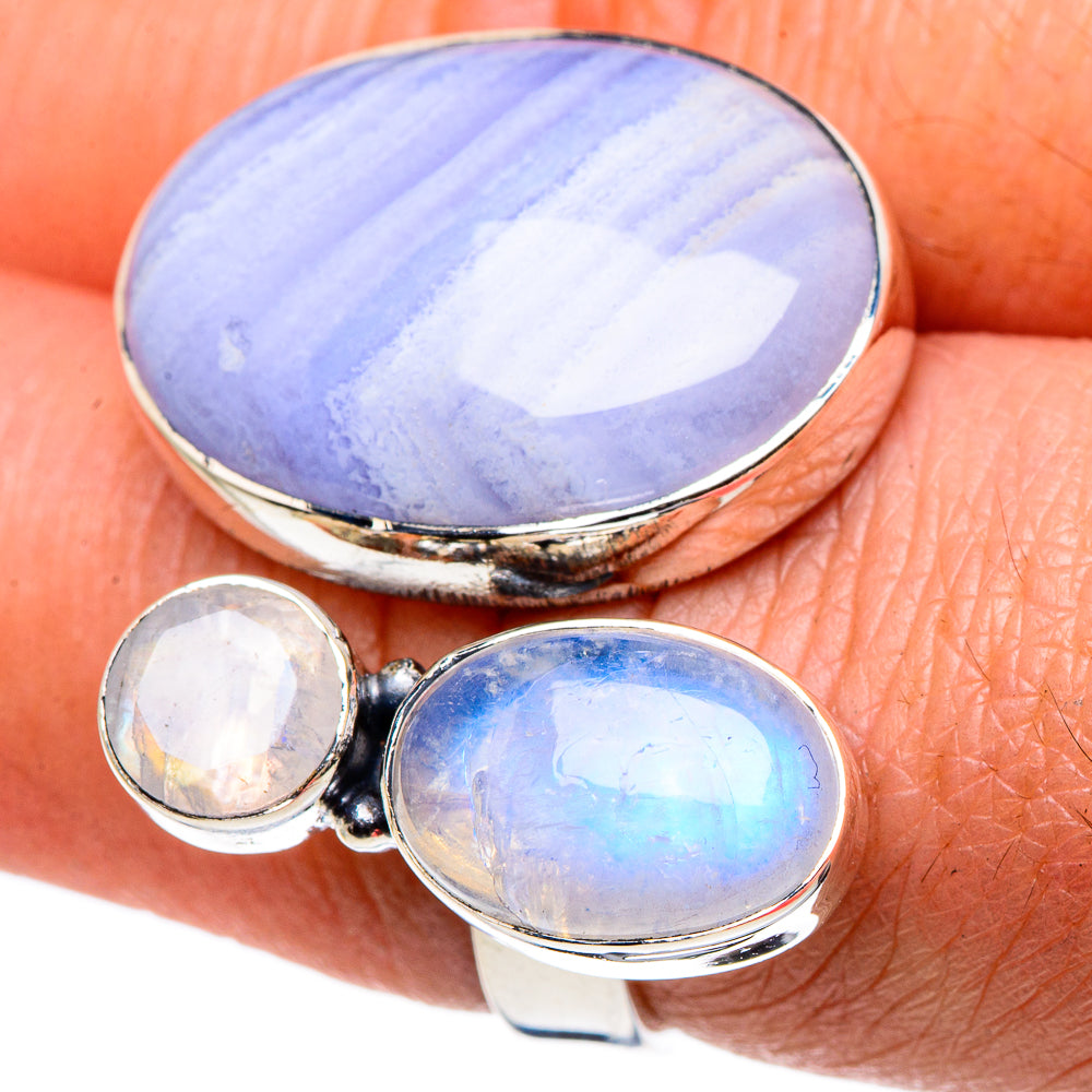Blue Lace Agate Rings handcrafted by Ana Silver Co - RING94812