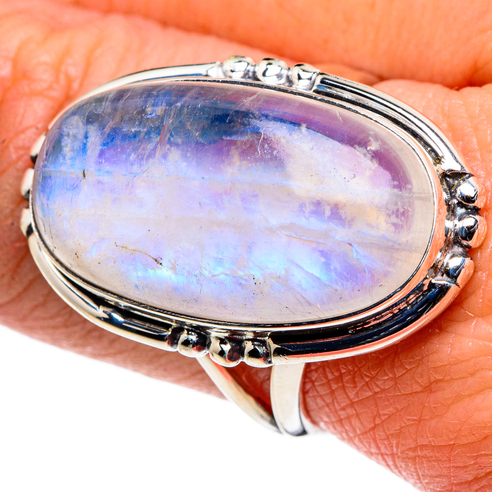 Rainbow Moonstone Rings handcrafted by Ana Silver Co - RING94813