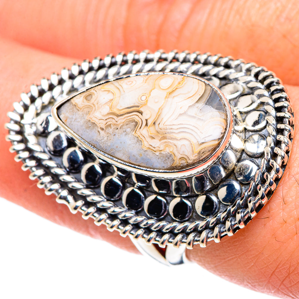 Laguna Lace Agate Rings handcrafted by Ana Silver Co - RING94855