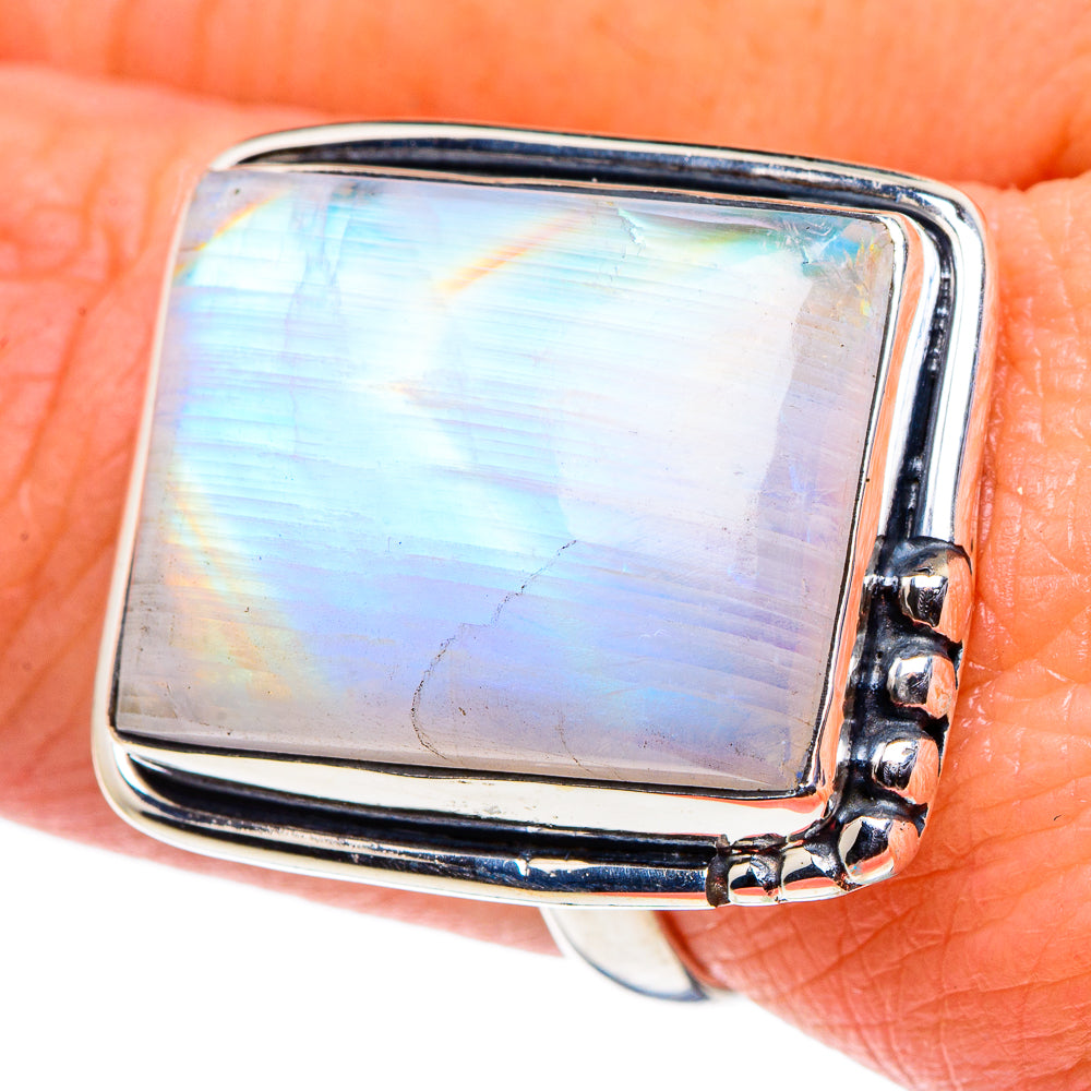 Rainbow Moonstone Rings handcrafted by Ana Silver Co - RING94856