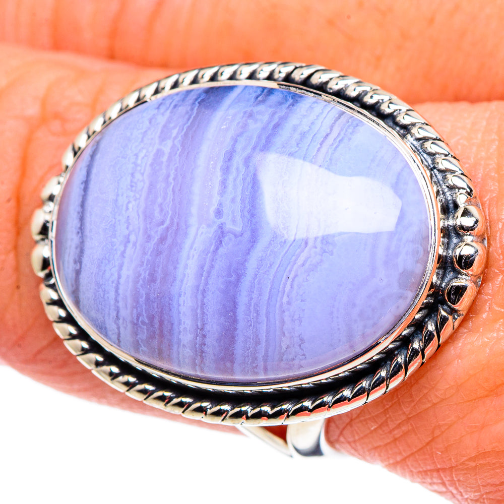 Blue Lace Agate Rings handcrafted by Ana Silver Co - RING94857