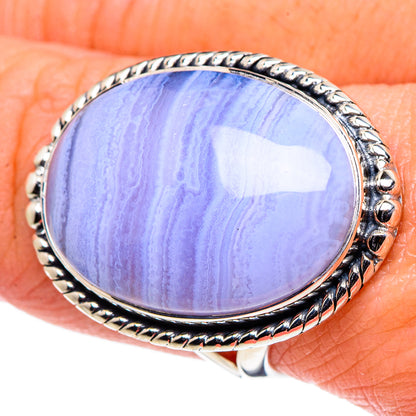 Blue Lace Agate Rings handcrafted by Ana Silver Co - RING94857