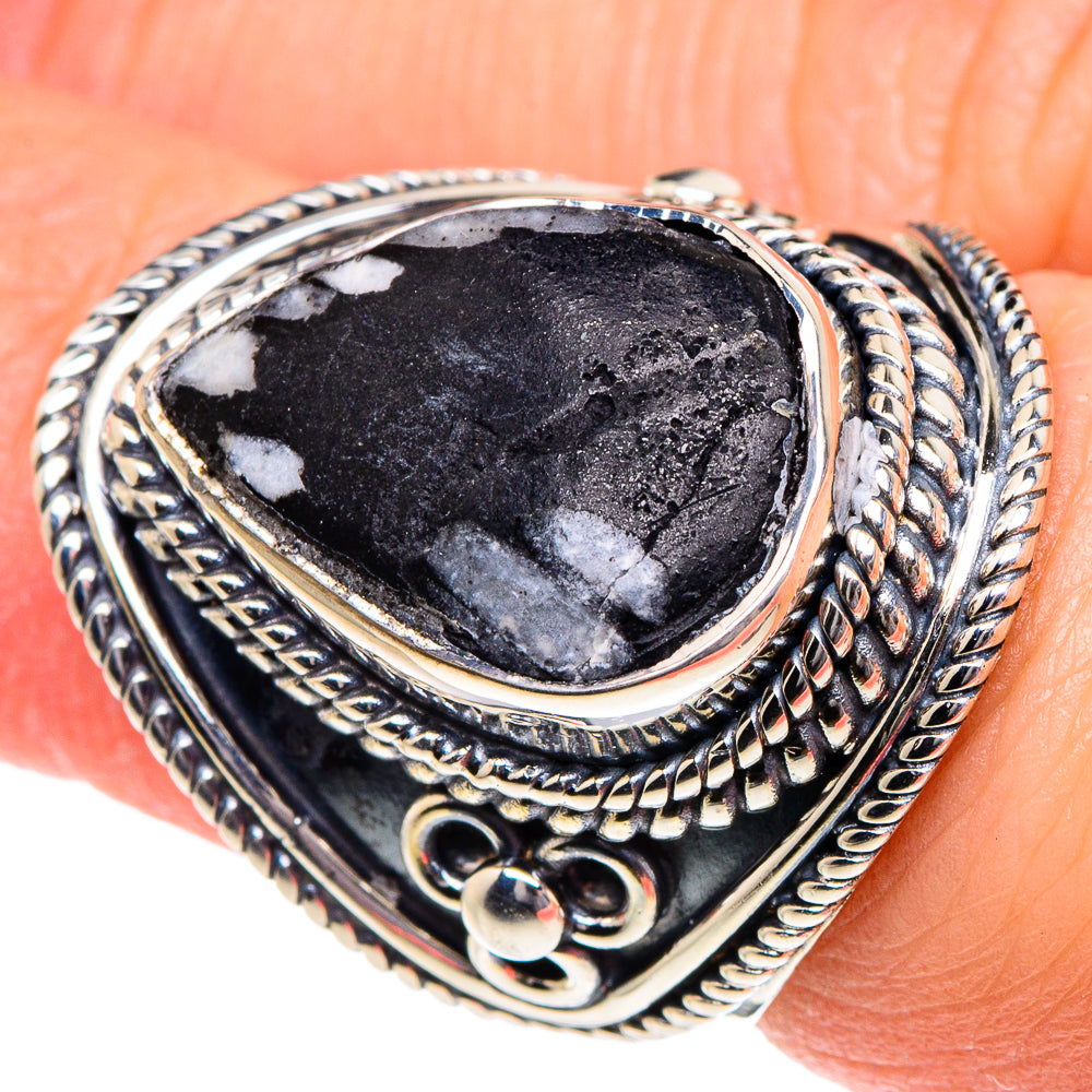 Snowflake Obsidian Rings handcrafted by Ana Silver Co - RING94884