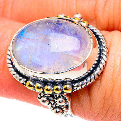 Rainbow Moonstone Rings handcrafted by Ana Silver Co - RING94885