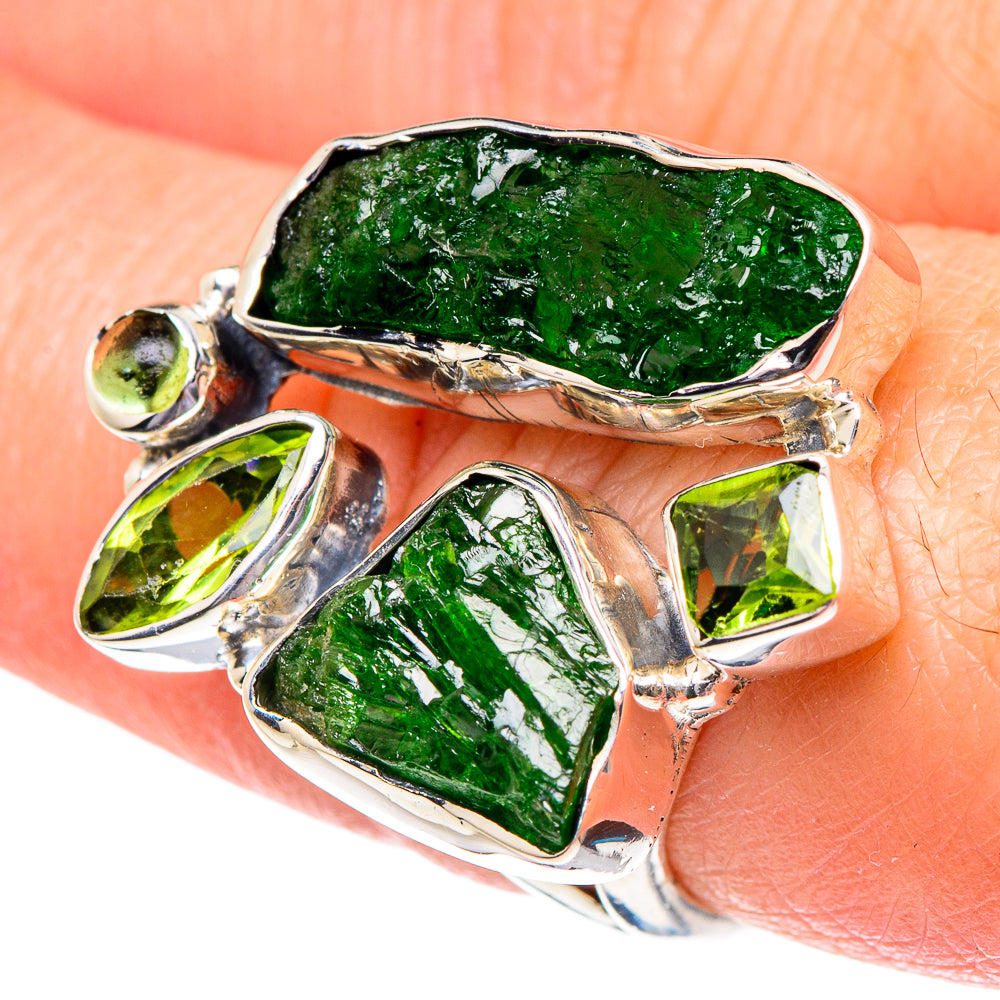 Chrome Diopside, Peridot Rings handcrafted by Ana Silver Co - RING94897